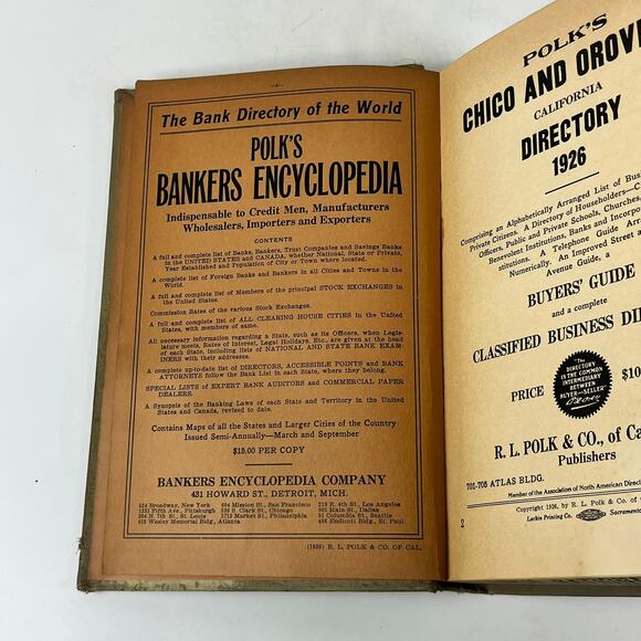1926 CA Chico Oroville City Directory POOR Ancestry Genealogy Reference Antique - Picture 12 of 16